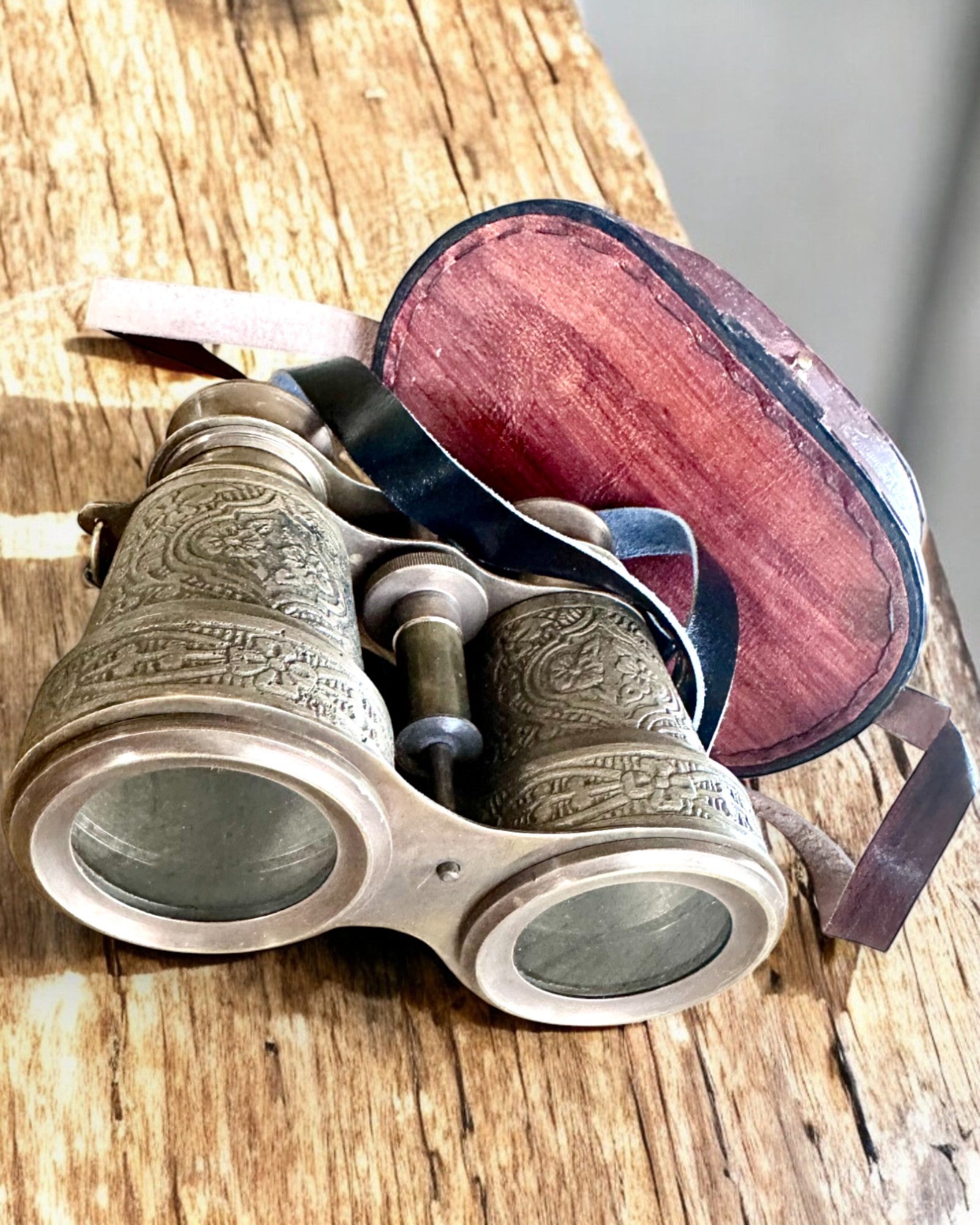 Kikkert med skinnetui Victorian's Eye, 11 cm Messing, Hånddekorert, personalisering med gravering som gave