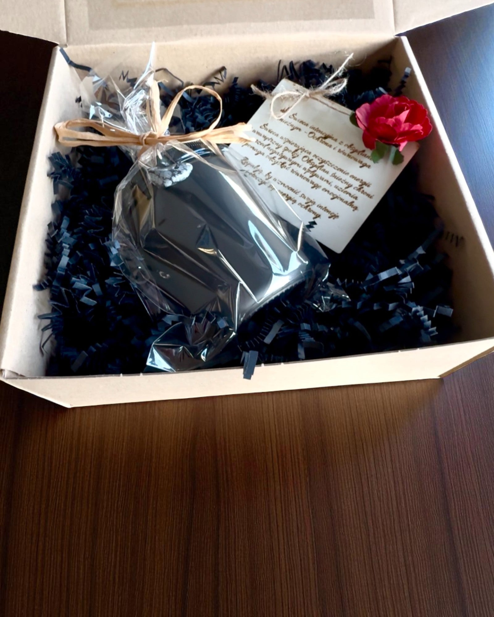 Intensjonslys av soyavoks Obsidians – selvtillit og indre styrke, 250 ml, mulighet for personalisering som gave