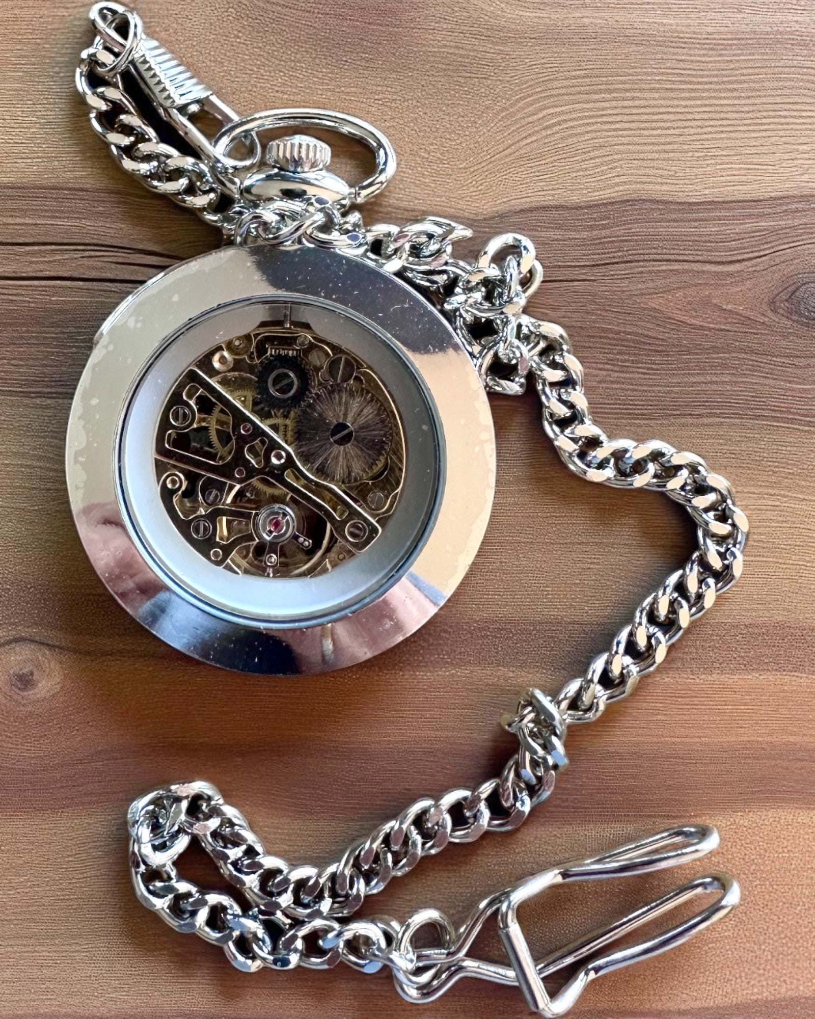 Sølv Eksklusiv Mekanisk Lommeur i Retro Stil, Vanntett - Eleganse for Enhver Anledning, med gravering