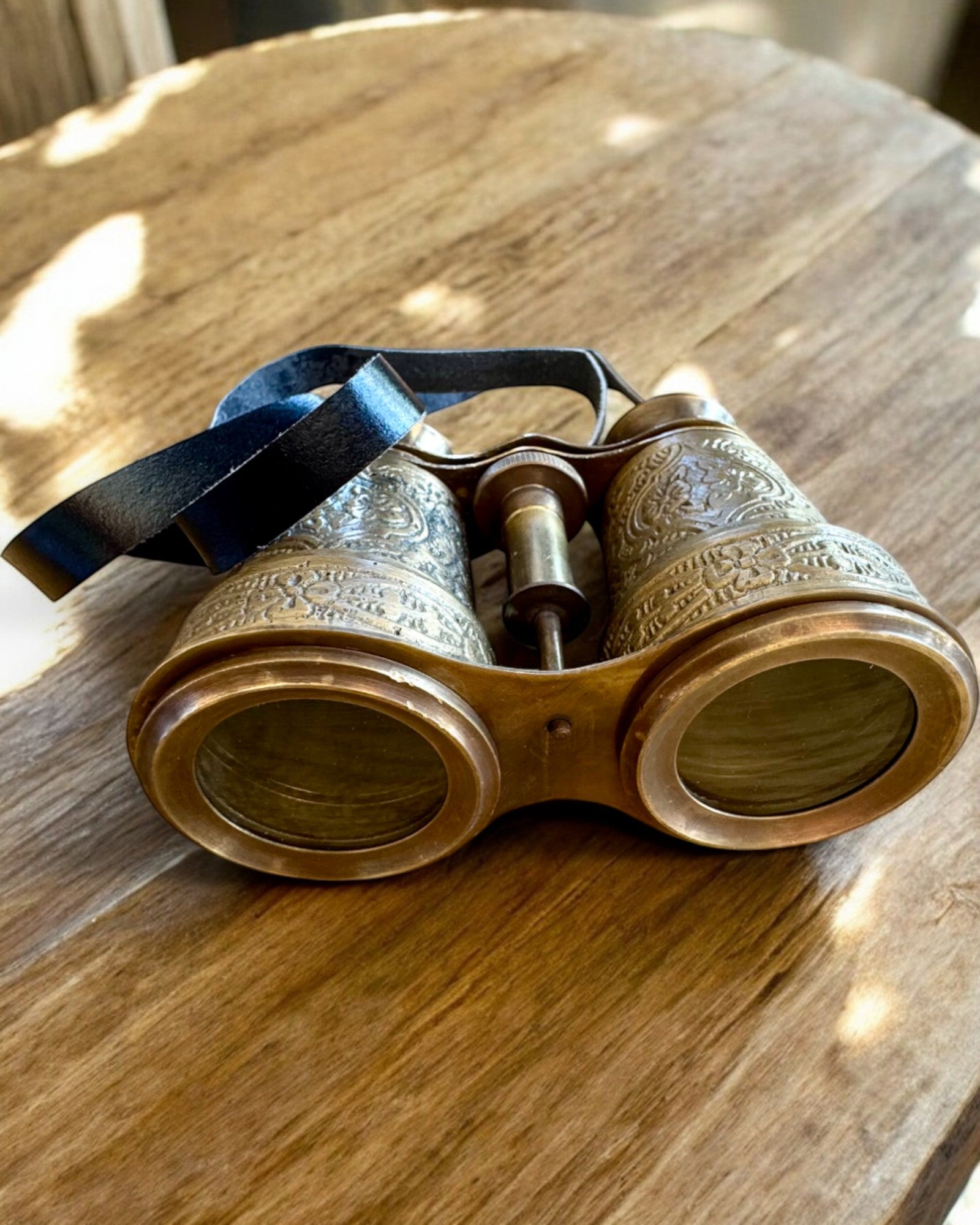 Kikkert med skinnetui Victorian's Eye, 11 cm Messing, Hånddekorert, personalisering med gravering som gave