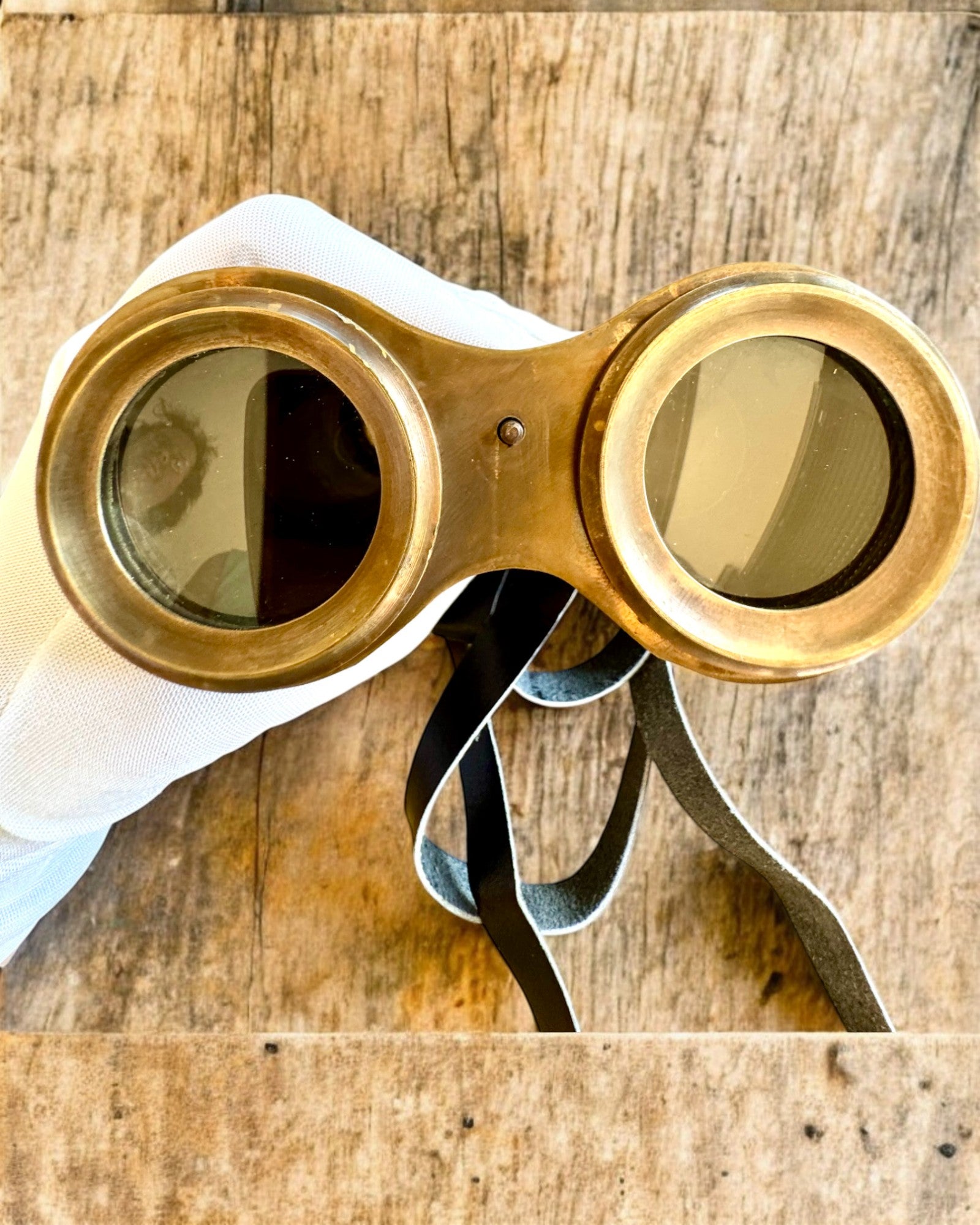 Kikkert med skinnetui Victorian's Eye, 11 cm Messing, Hånddekorert, personalisering med gravering som gave