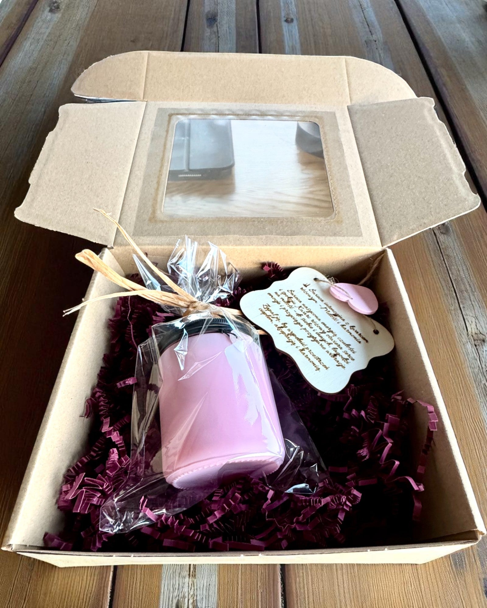 Intensjonslys av soyavoks Kwarc Różowy – kjærlighet, harmoni og hjertets ro, 250 ml, mulighet for personalisering som gave