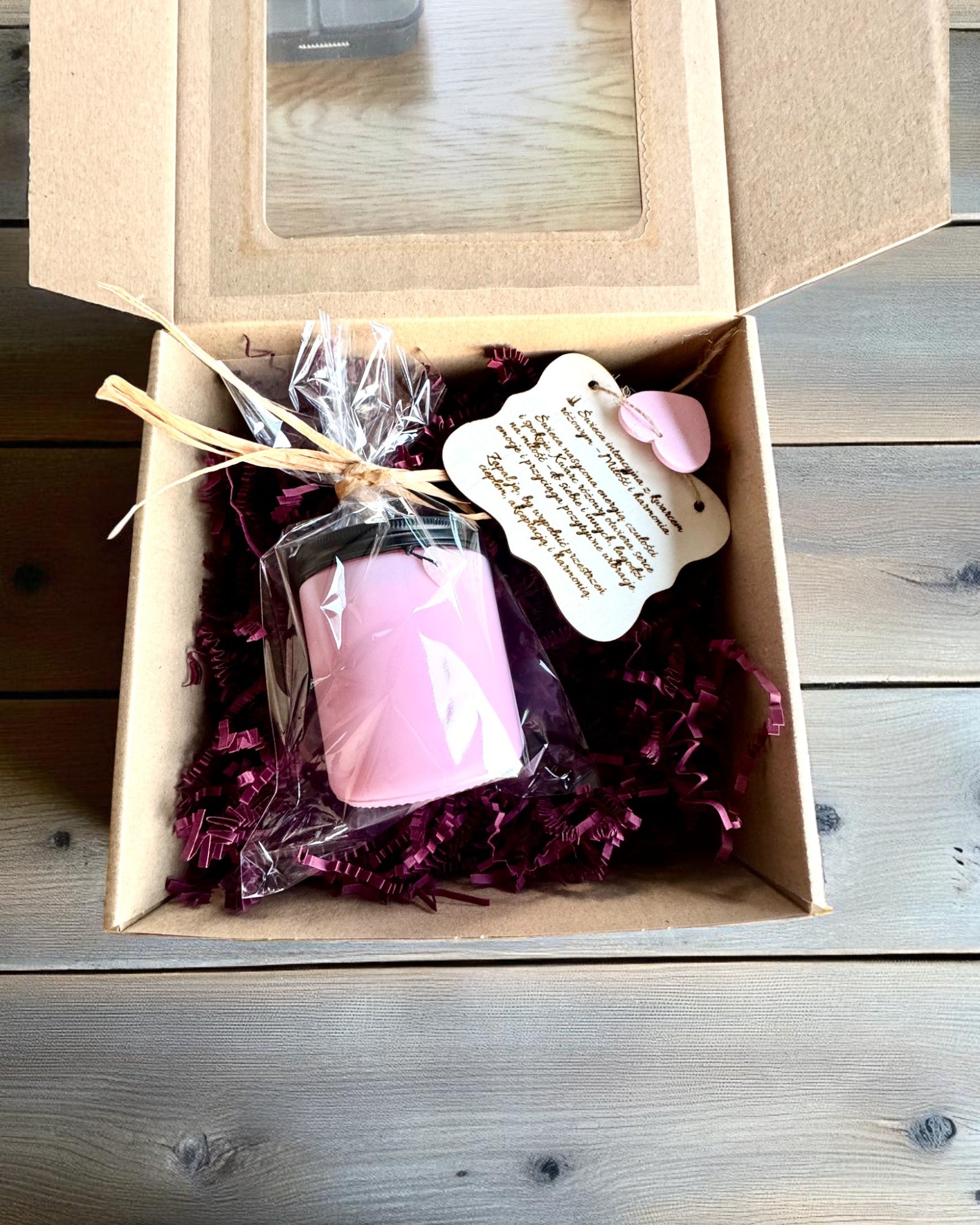 Intensjonslys av soyavoks Kwarc Różowy – kjærlighet, harmoni og hjertets ro, 250 ml, mulighet for personalisering som gave