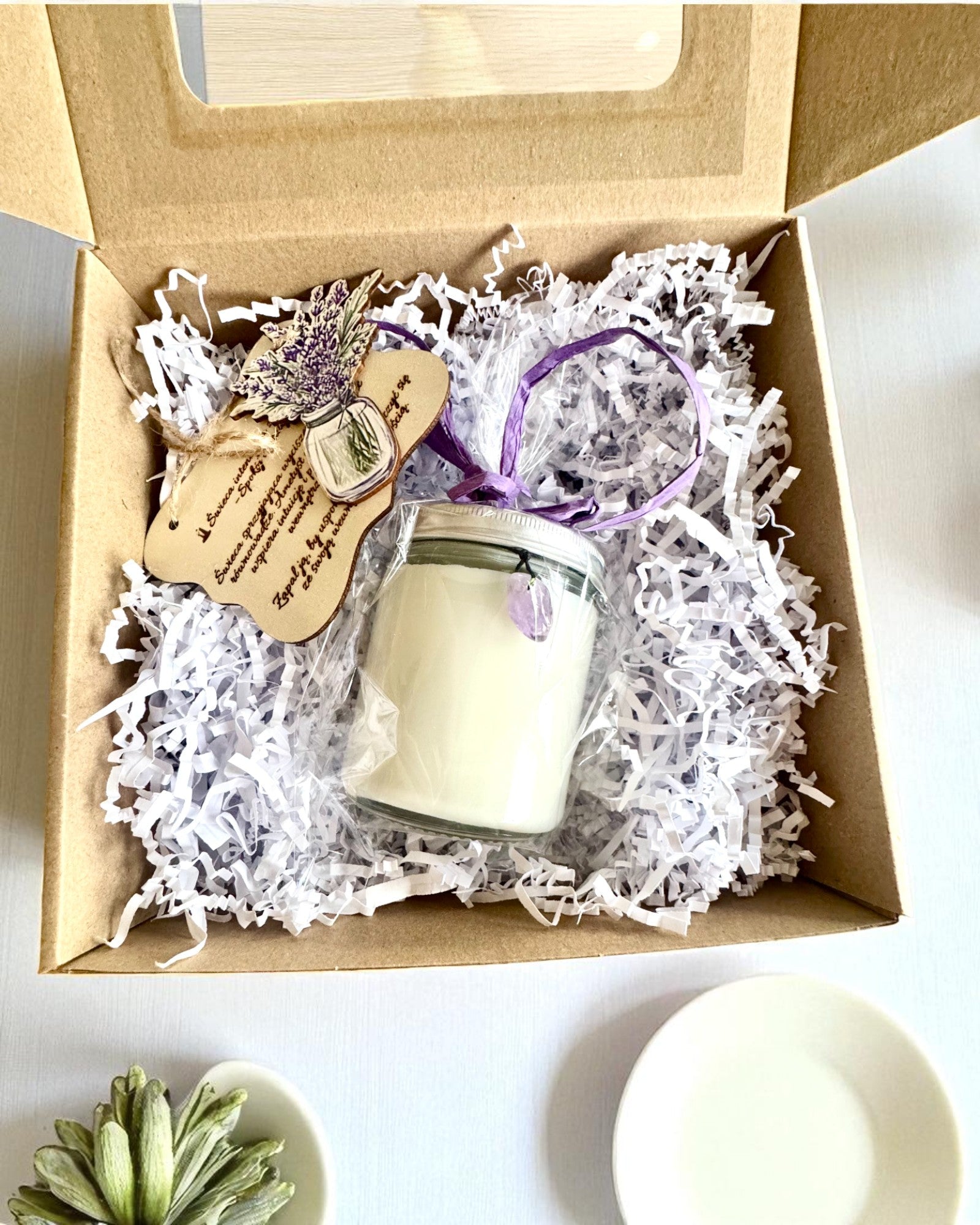 Intensjonslys av soyavoks Ametyst – ro, harmoni og renselse, 250 ml, mulighet for personalisering som gave