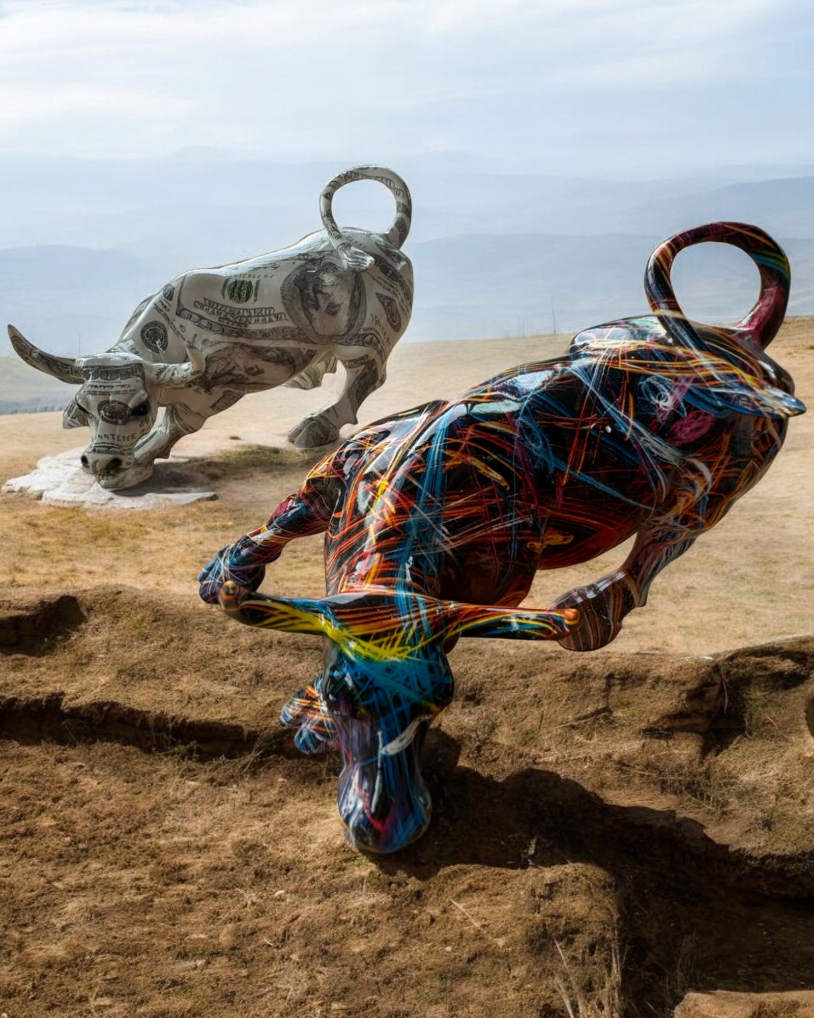 Dekorativ skulptur Okse "BullArt" – Unik kunst med mulighet for gravering - 4 fargevarianter, for personlig gave