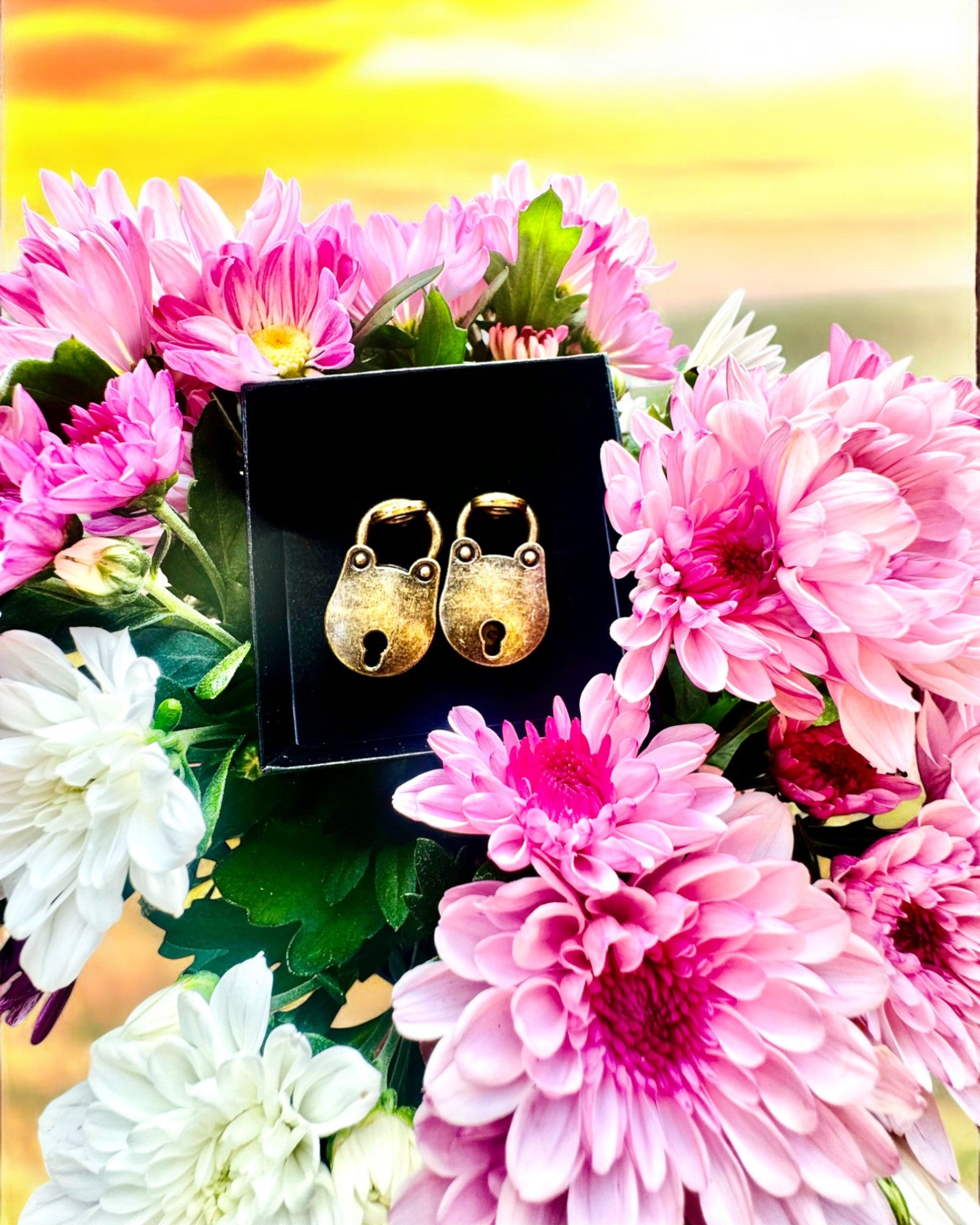 Miniatyr Kjærlighetslåser - Sett med 2 Graverte Retro Låser, tilpasset som gave