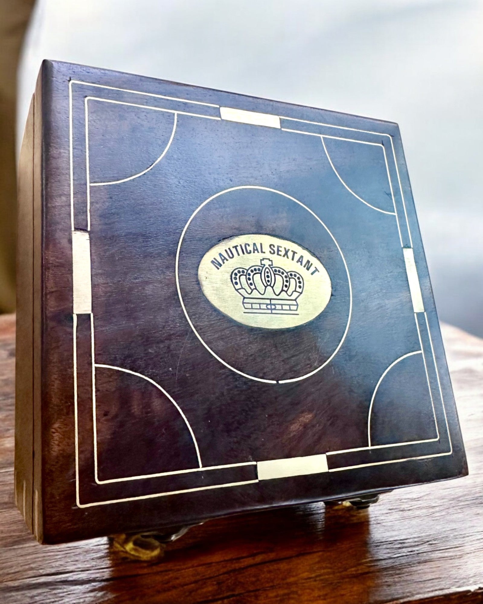 Stor Treboks for Sekstant eller Premium Kompass "Mariner's Legacy" med Mulighet for Gravering