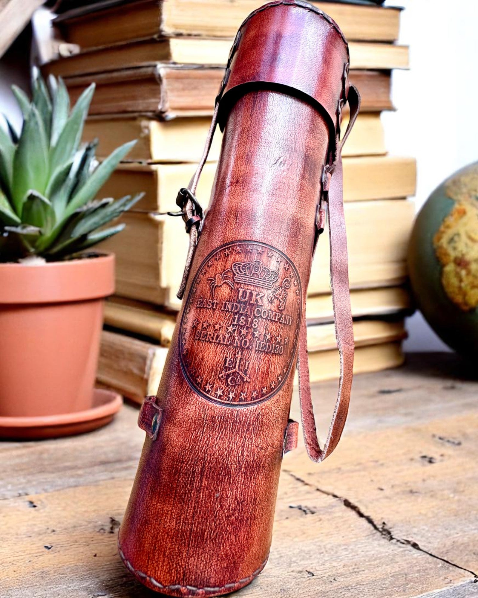 Kongelig kikkert "Voyager 1818" – Eksklusiv, Messing, 83 cm, håndlaget, etui av Naturlig Skinn – Samlerutgave, personalisering med gravering som gave