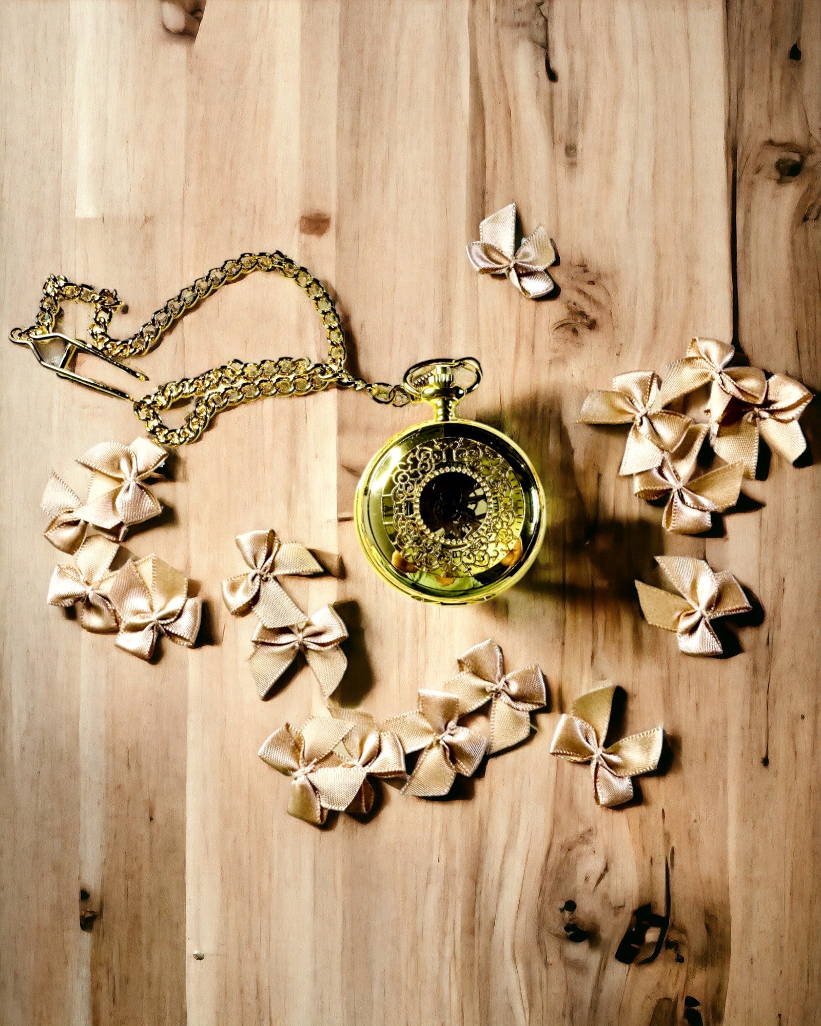 Retro Skåret Lommeur med Håndopptrekk Mekanisme, Gullfarge med Romersk Skala og Selvlysende Skive, Vintage Stil