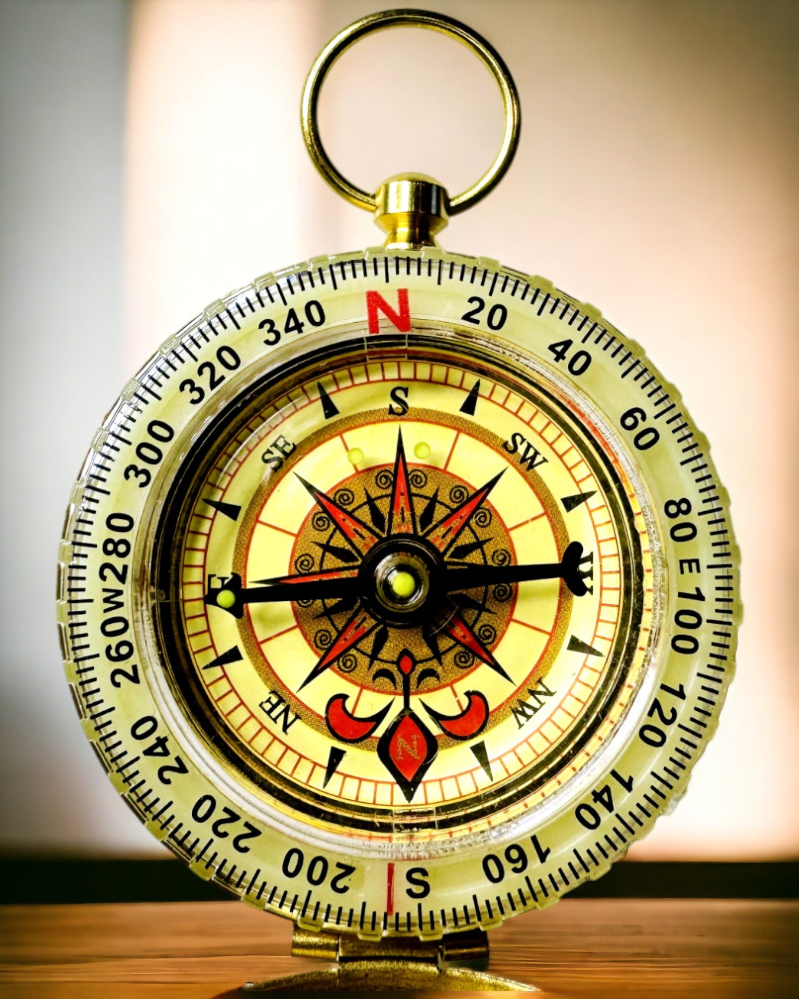 Vanntett Messingkompass med Glødeffekt - Nødvendighet for Fotturer og Camping, personlig tilpasning med gravering