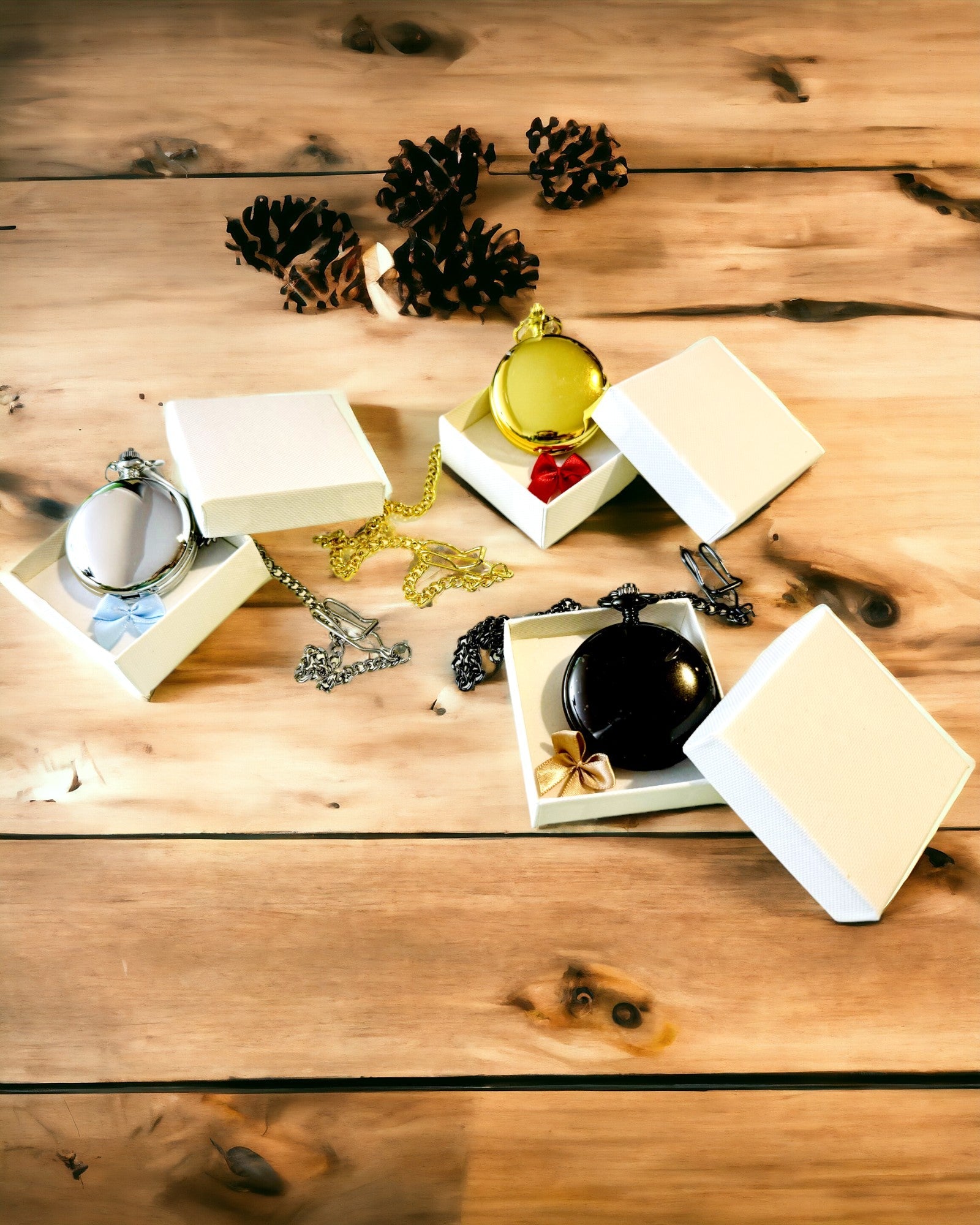 Klassisk Mekanisk Lommeur med Dobbelt Deksel – Manuell, Svart, personalisering med gravering