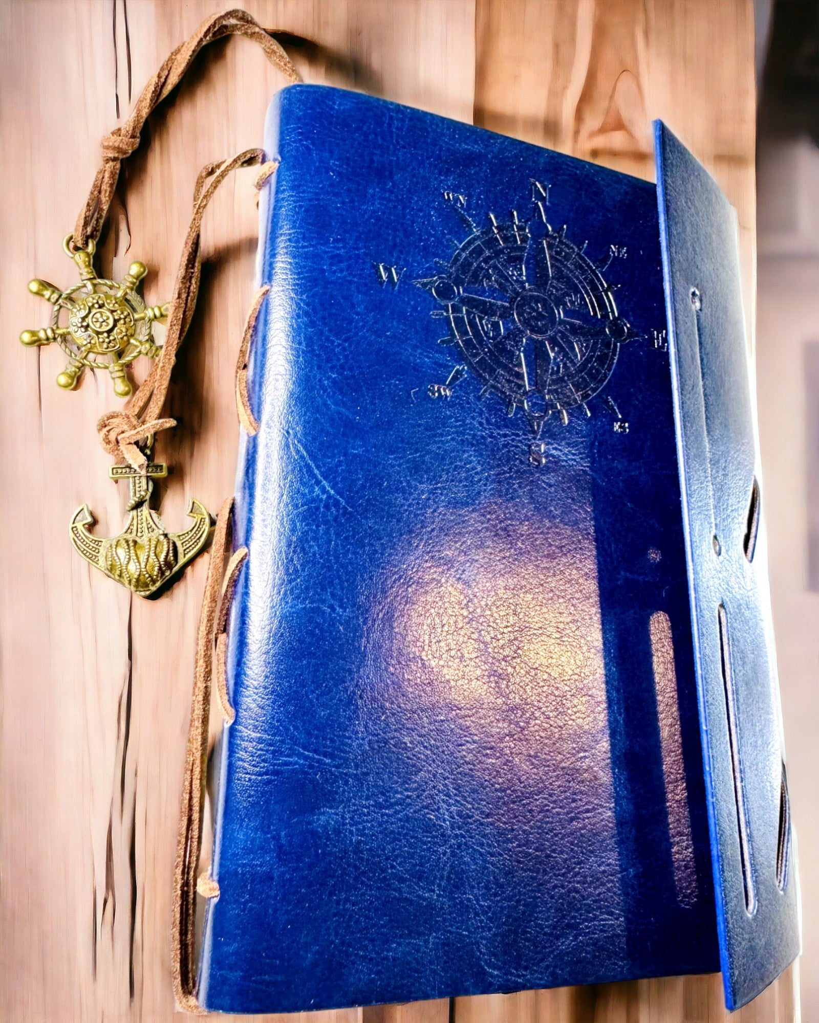 Vintage Seilnotatbok A6 eller A7 størrelse - med Kompassmotiv og Lagrede Sider - Tilgjengelig i forskjellige Fargevarianter, mulighet for gravering