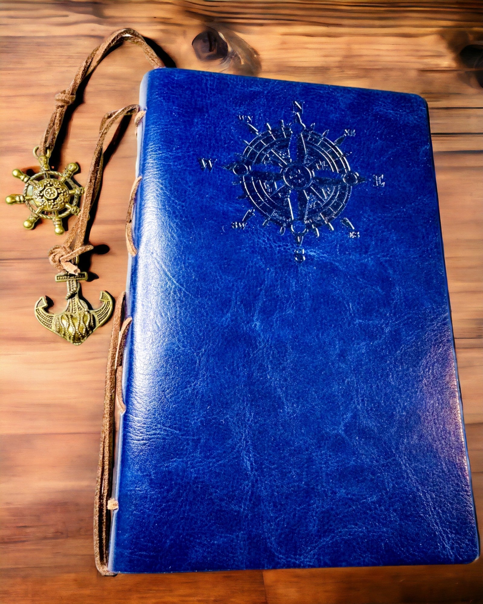 Vintage Seilnotatbok A6 eller A7 størrelse - med Kompassmotiv og Lagrede Sider - Tilgjengelig i forskjellige Fargevarianter, mulighet for gravering