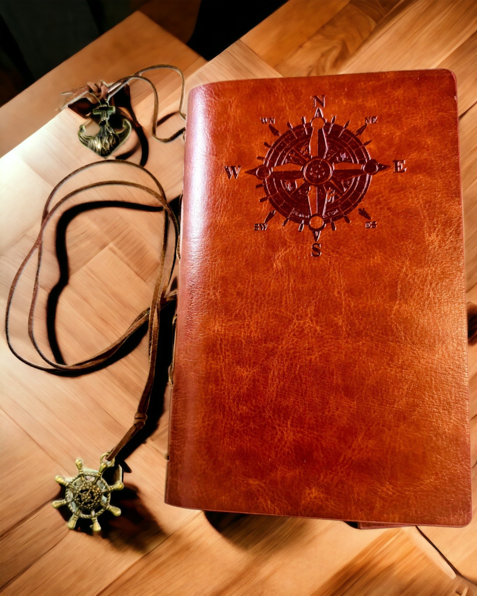 Vintage Seilnotatbok A6 eller A7 størrelse - med Kompassmotiv og Lagrede Sider - Tilgjengelig i forskjellige Fargevarianter, mulighet for gravering