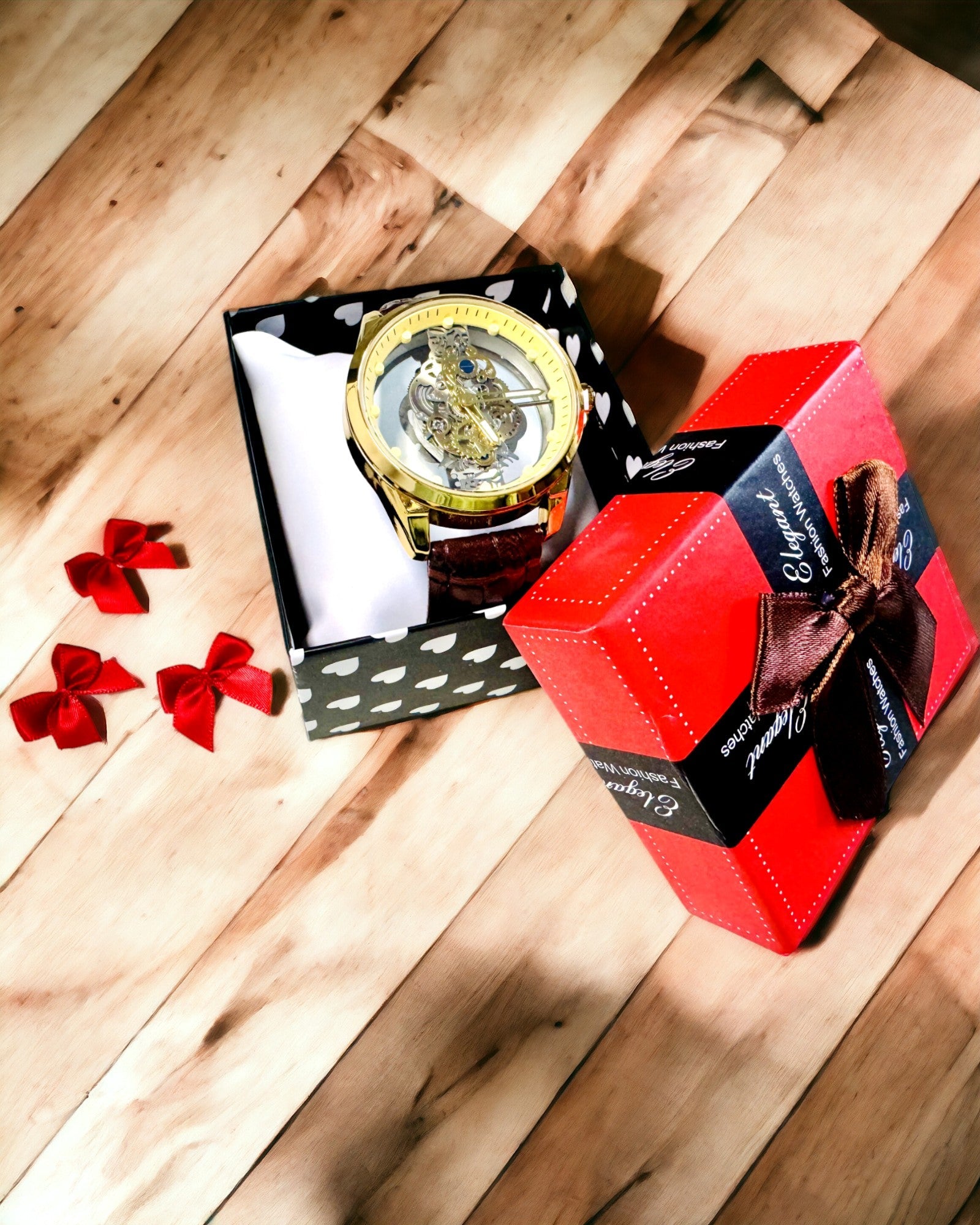 Herreur med Gjennomsiktig Mekanisme - Eleganse og Presisjon i Gullinnfatning