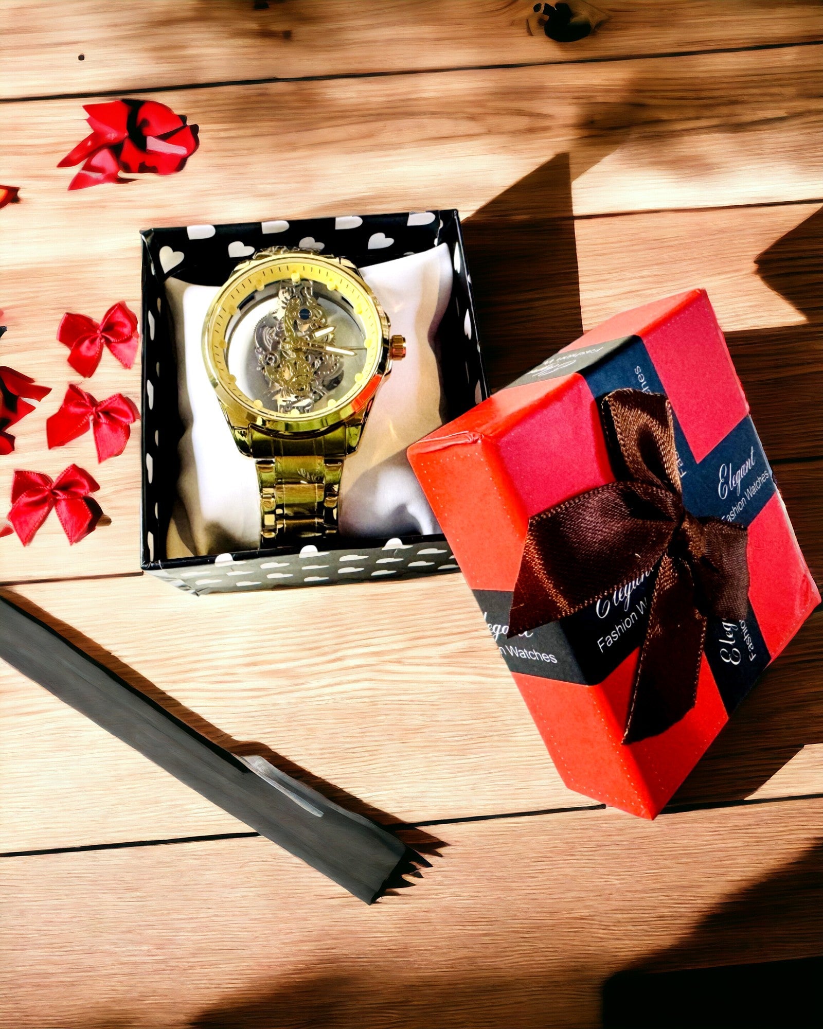 Herreur med sportsklokke med tosidig, gjennomsiktig kvartsurverk og armbånd i aluminium – Ideell som gave. Personalisering med gravering