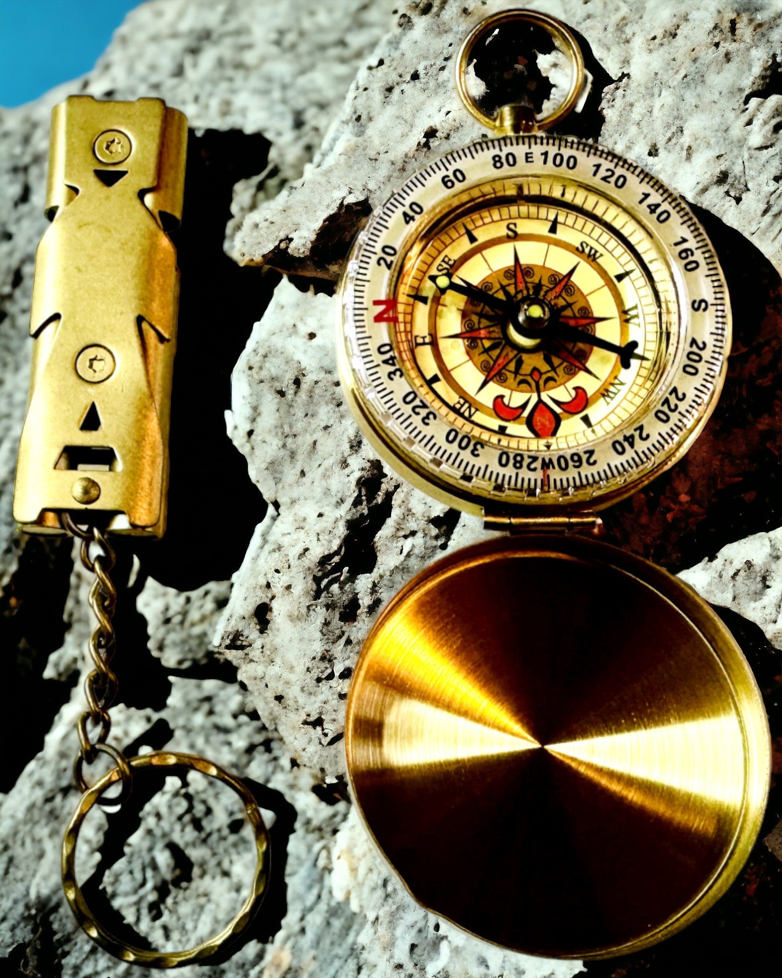 Elegant Sett med Kompass og Signalfløyte