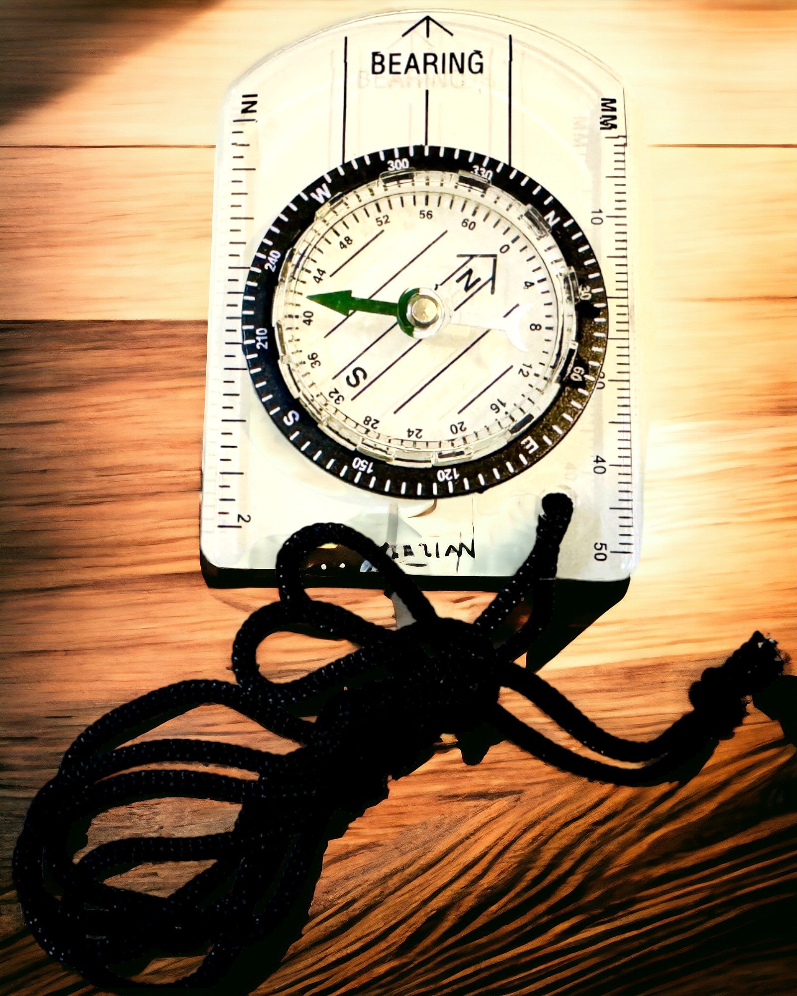 Turistkompass "Przewodnik Awanturnika" - Gjennomsiktig, Mini Akryl med Hengende Snor og Kartskala, med gravering