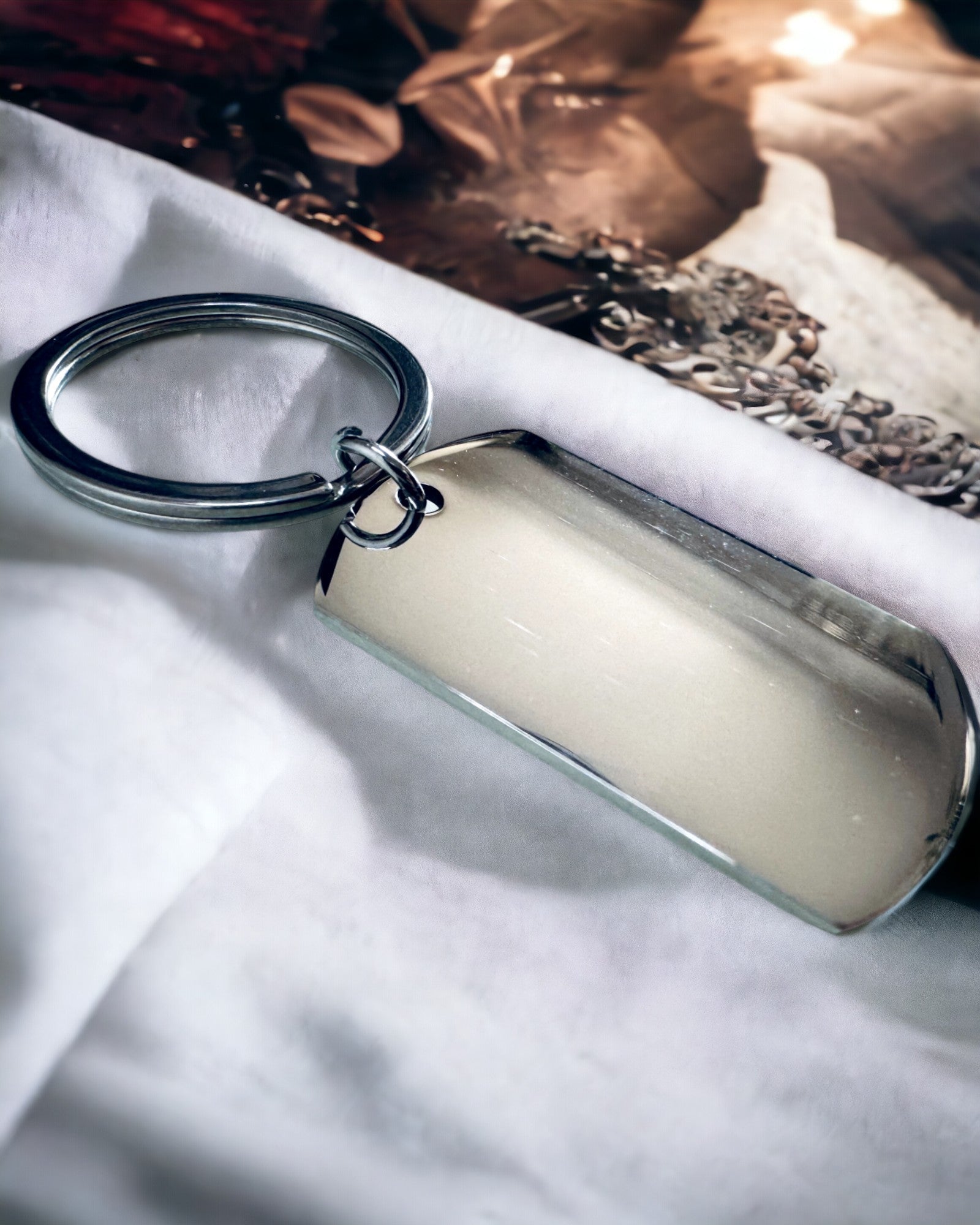 Militært ID-nøkkelring "Dog Tag" i rustfritt stål – Personlig gravering