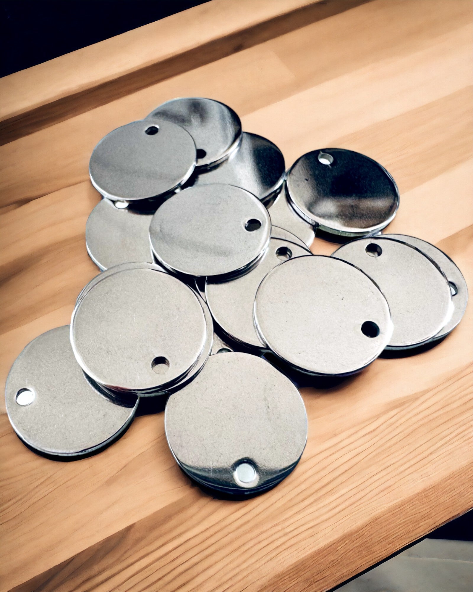 Rundt Anheng i Rustfritt Stål som gave med mulighet for Personalisering, gravering