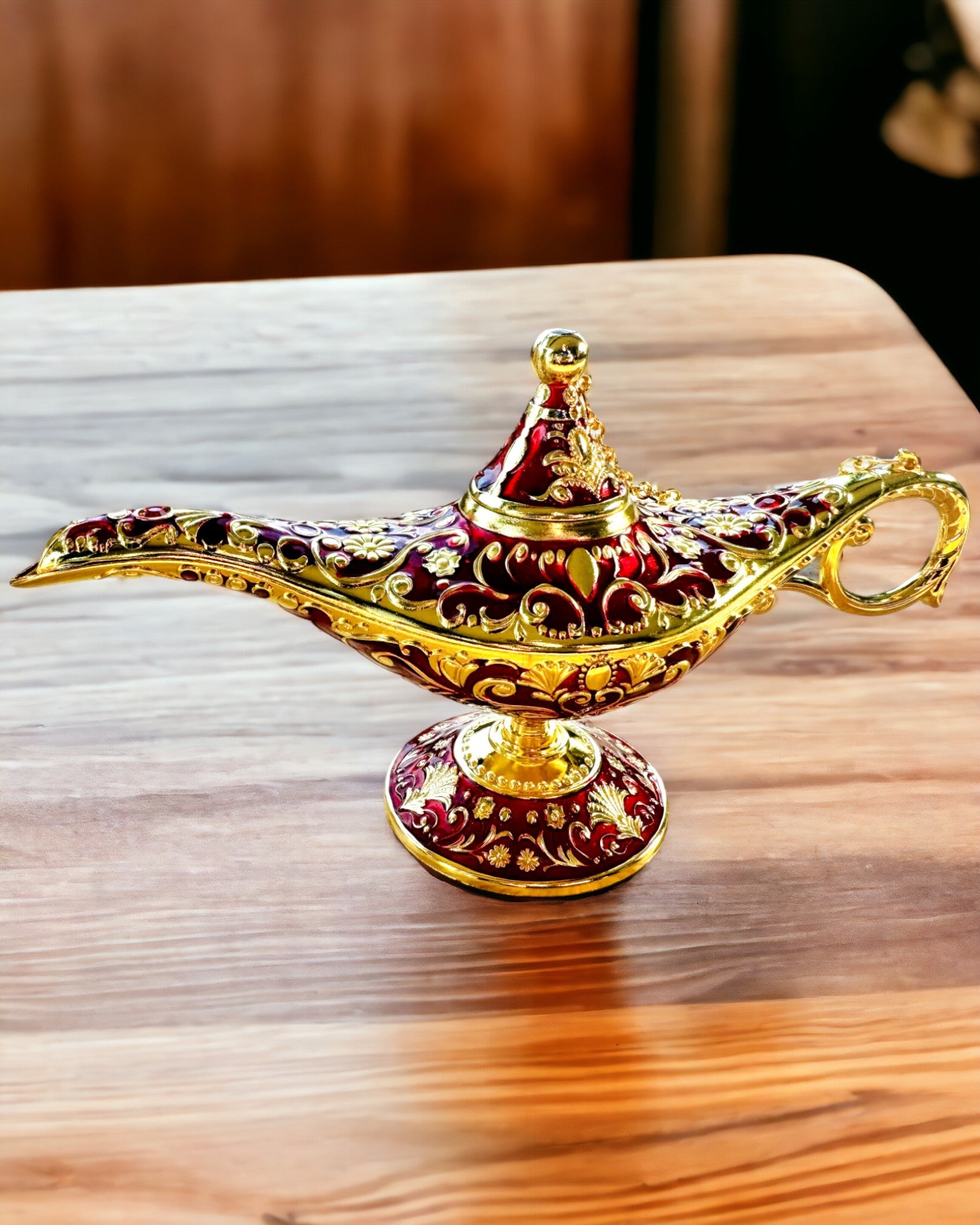 Magisk Aladdins Lampe med Gravering - Variant Burgunder, vevd med gull