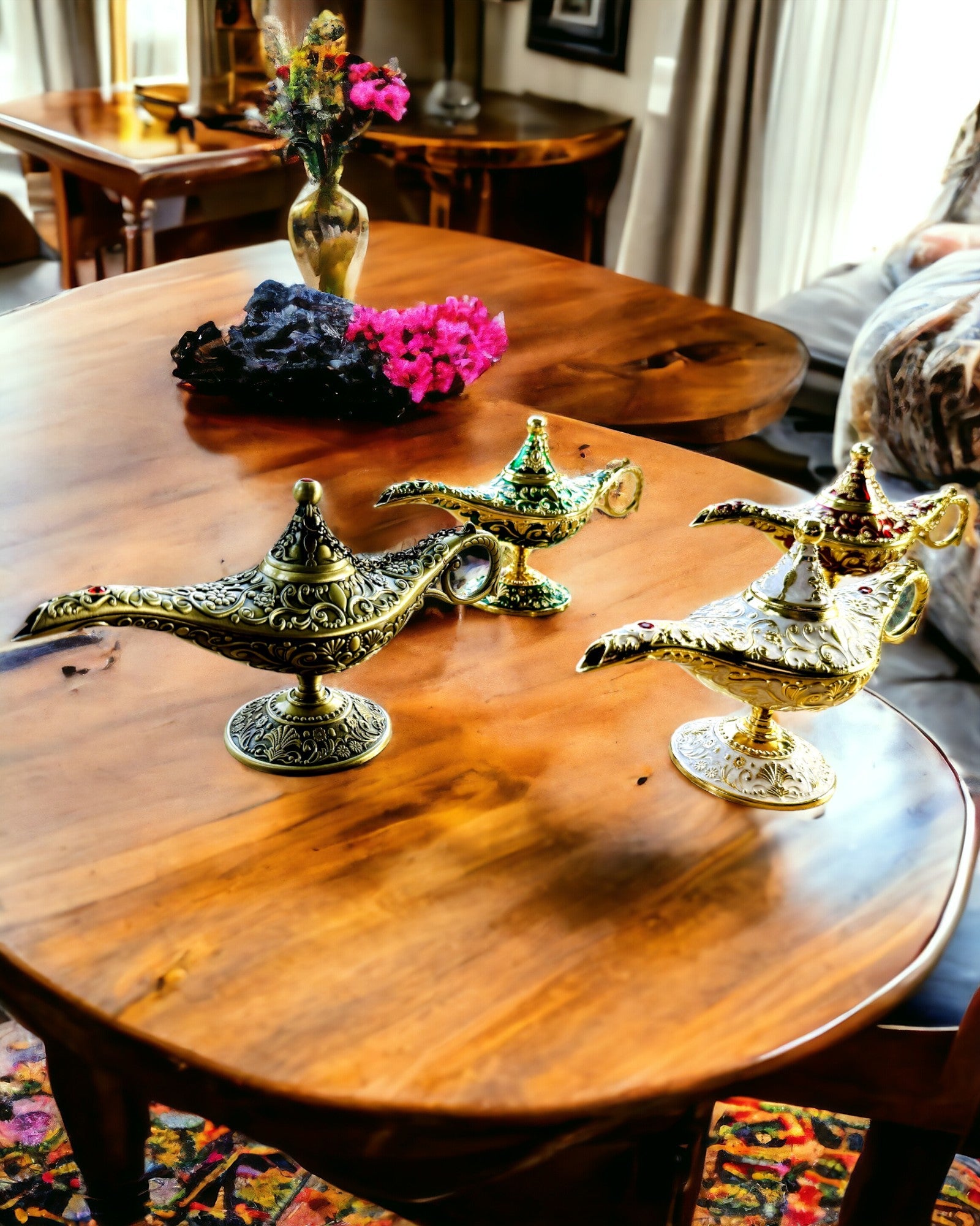 Magisk Aladdins Lampe med Gravering - Variant Burgunder, vevd med gull