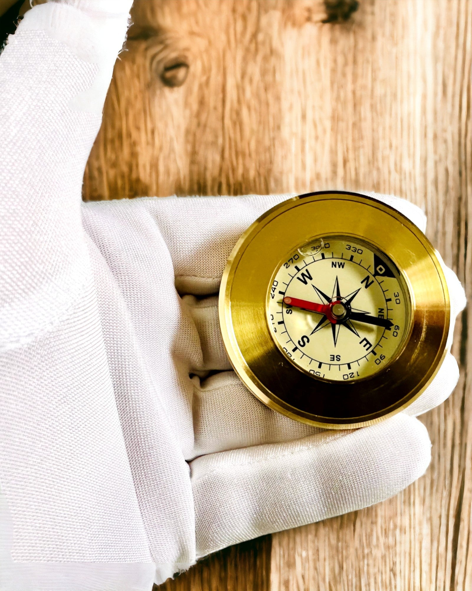 Navigasjonskompass med Gravering, Messing, Klassisk Design – 5 cm