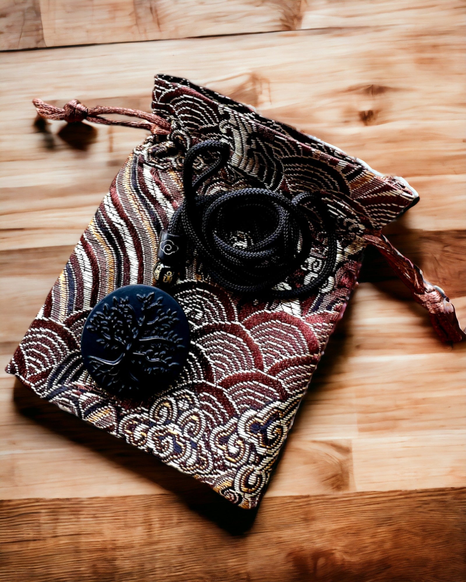 "Livets Tre" Obsidian Halskjede - personalisering med gravering