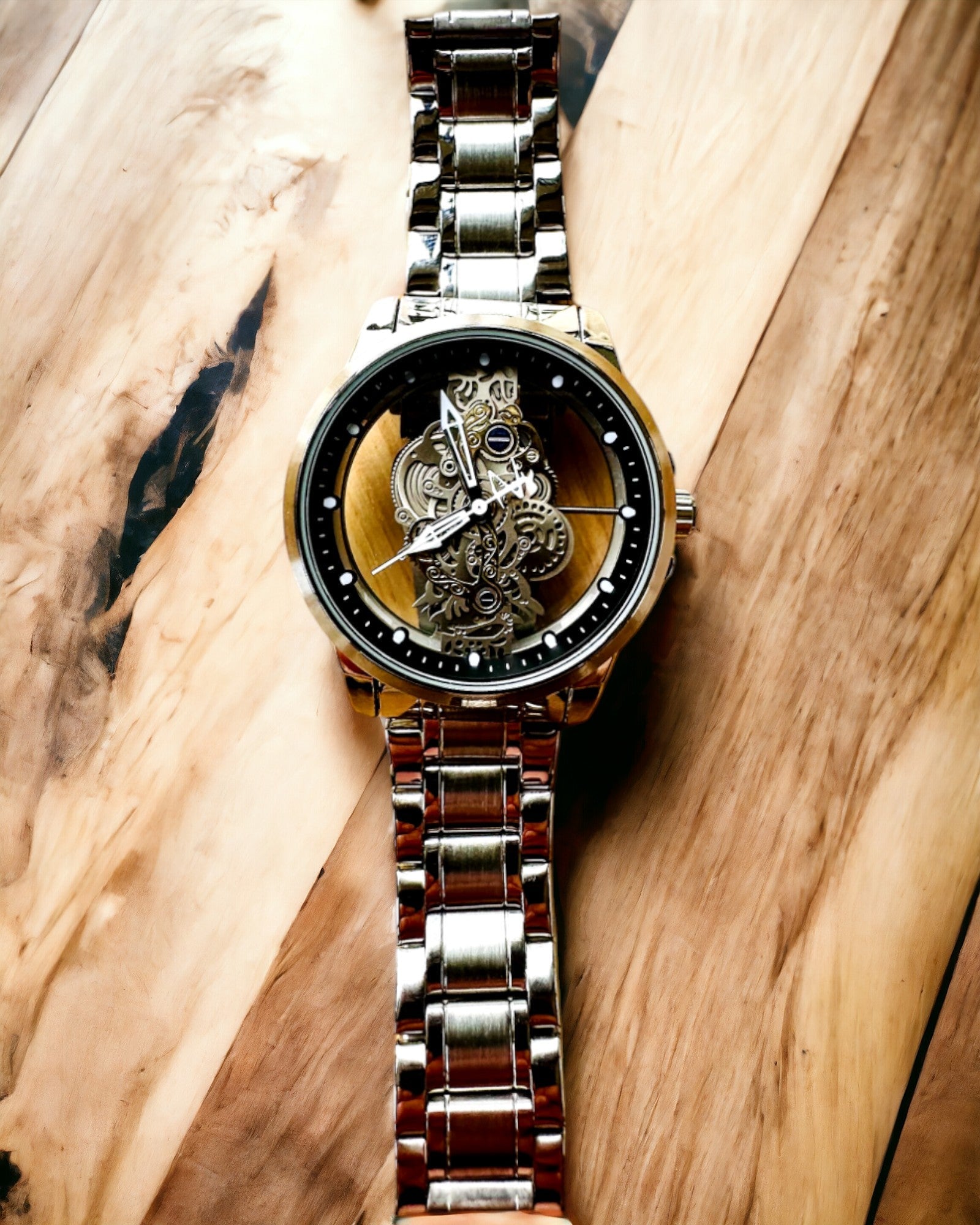 Elegant herreklokke KIMSDUN Prestige Transparent Mekanisme og Sporty Eleganse, mulighet for personlig gravering