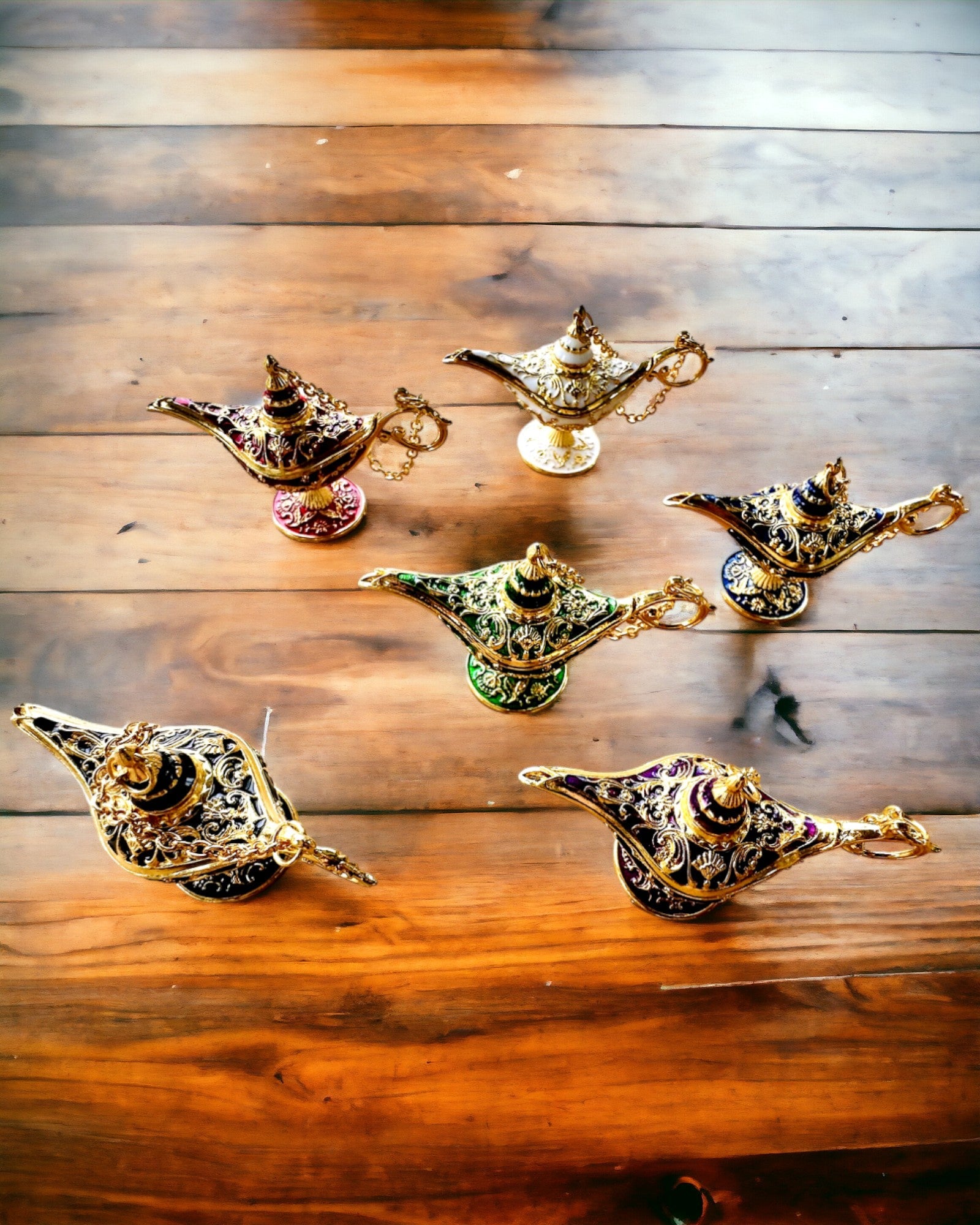 Liten 4 cm Magisk Aladdins Lampe, nøkkelring, 6 fargevarianter - Fortryllede Minner, personalisering med gravering