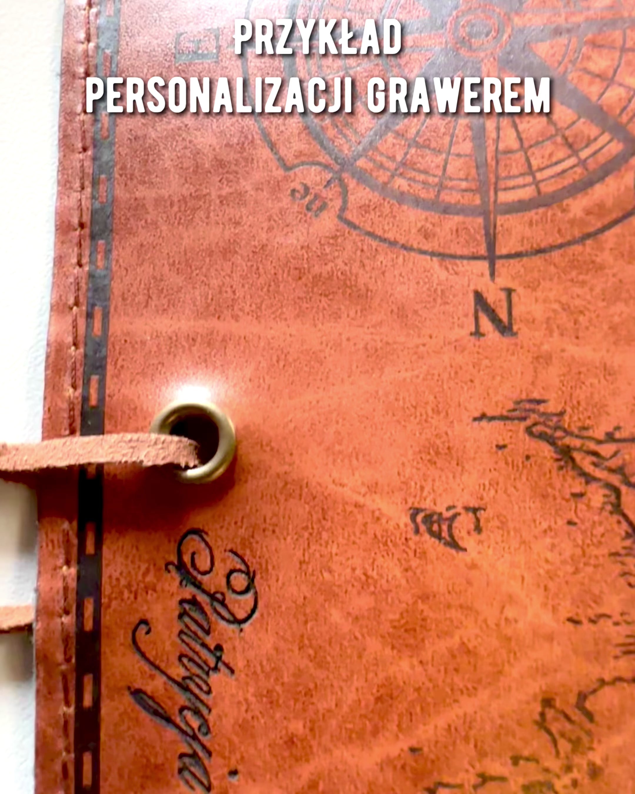 Retro Mørkebrun Lærpennal med Skattekartmotiv - Elegant Veske for Oppbevaring av Skriveskatter