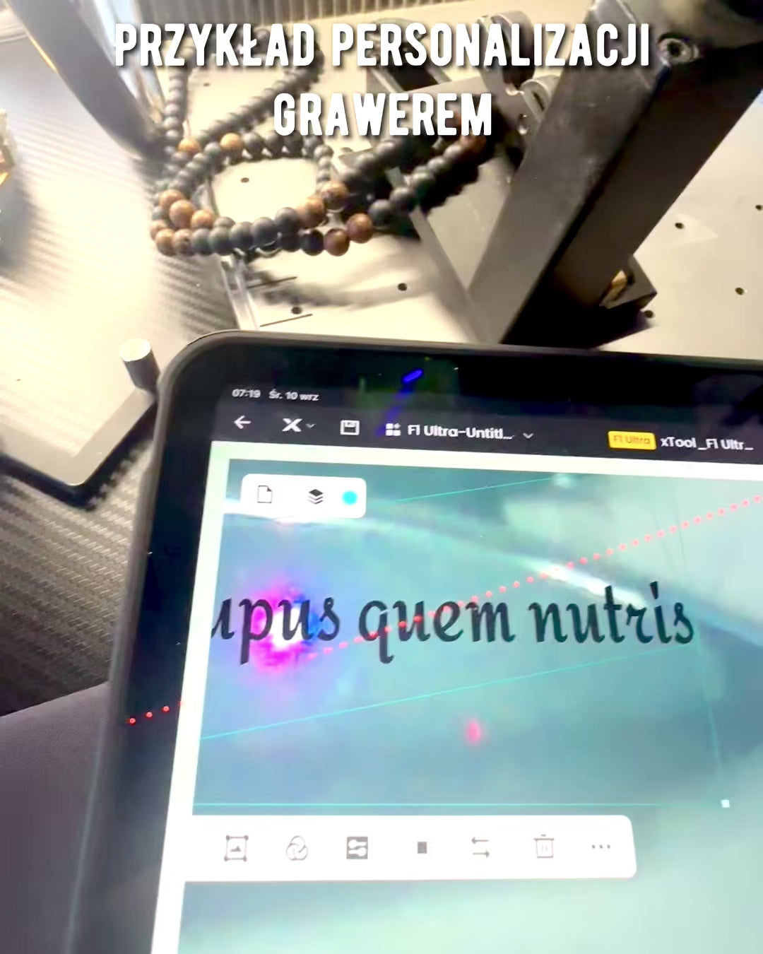 Strzała Mocy, Halskjede med Svart Obsidian og Treperler, personalisering med gravering for gave