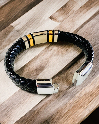 Moderne Hip Hop Armbånd for Menn med Tilpasset Gravering og Magnetisk Lås – Velg Stil med Sølv- eller Gullaksenter, 22cm PU Skinn