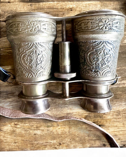 Kikkert med skinnetui Victorian's Eye, 11 cm Messing, Hånddekorert, personalisering med gravering som gave