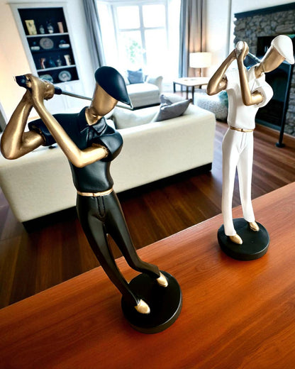 Golfspillerfigur "Swing Elegance", 24 cm høy, dekorativ med mulighet for gravering som gave