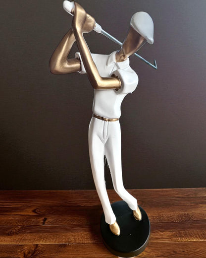 Golfspillerfigur "Swing Elegance", 24 cm høy, dekorativ med mulighet for gravering som gave
