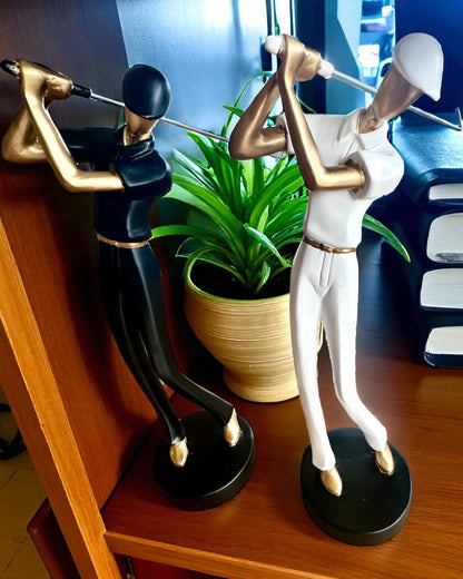 Golfspillerfigur "Swing Elegance", 24 cm høy, dekorativ med mulighet for gravering som gave