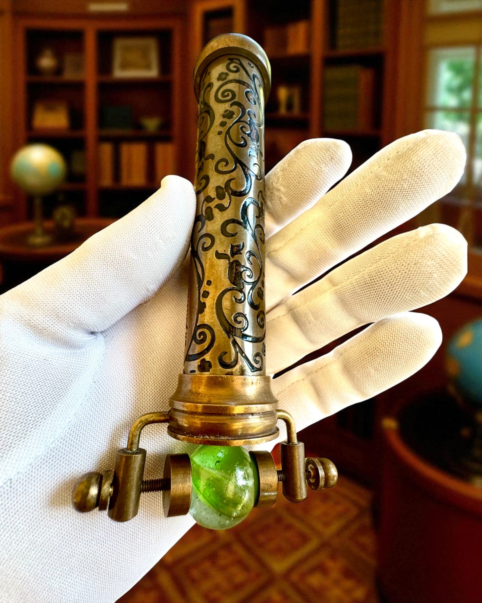 Vintage kaleidoskop “Emerald Dreams”, 15 cm – håndlaget, med mulighet for personlig gravering som gave