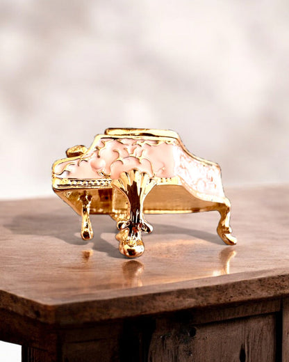 Elegant smykkeskrin "Mini Piano - klassiske roser" - med mulighet for gravering som gave