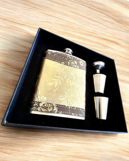 Elegant lommelerke "Golden Rose" med sett av glass, personalisering med gravering som gave