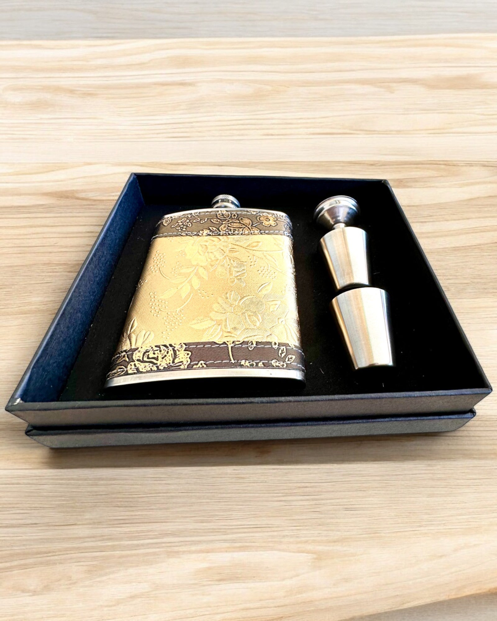 Elegant lommelerke "Golden Rose" med sett av glass, personalisering med gravering som gave