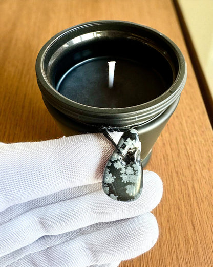 Intensjonslys av soyavoks Obsidians – selvtillit og indre styrke, 250 ml, mulighet for personalisering som gave