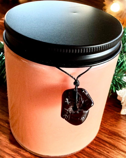 Intensjonssoyalys 250 ml med naturlig stein – velg din energi: Citrin eller Granat, personlig gravering som gave