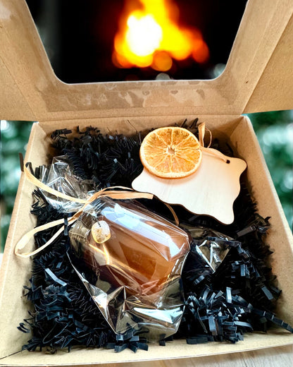 Intensjonssoyalys 250 ml med naturlig stein – velg din energi: Citrin eller Granat, personlig gravering som gave