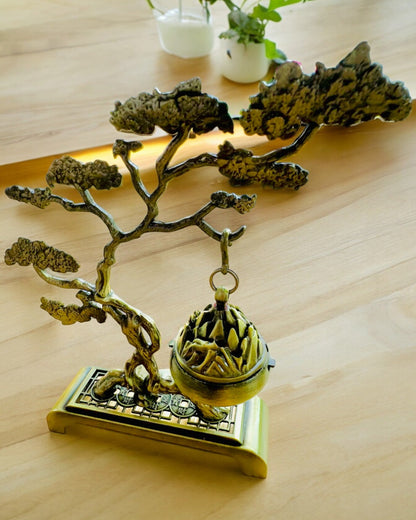 Elegant metallholder for bonsai-røkelse - mulighet for personlig gravering som gave