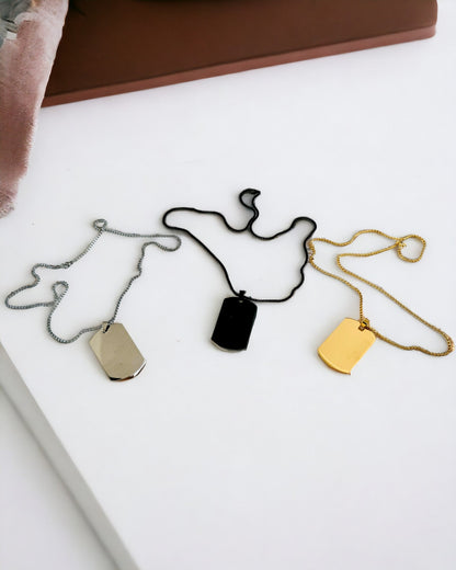 Dog Tag Halskjede "Tre Nyanser av Stil" - ID-brikke - Elegant Anheng i Rustfritt Stål med Gravering Alternativ