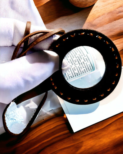 Indisk forstørrelsesglass Artefakt, skinn, håndlaget - mulighet for personalisering med gravering