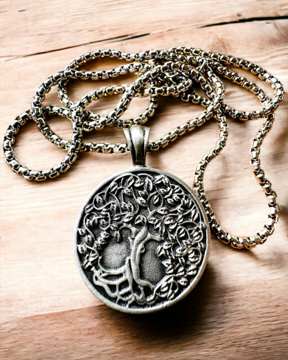 Amulett Livets Tre med Mulighet for Gravering - halskjede "Naturens Vitalitet", personalisering
