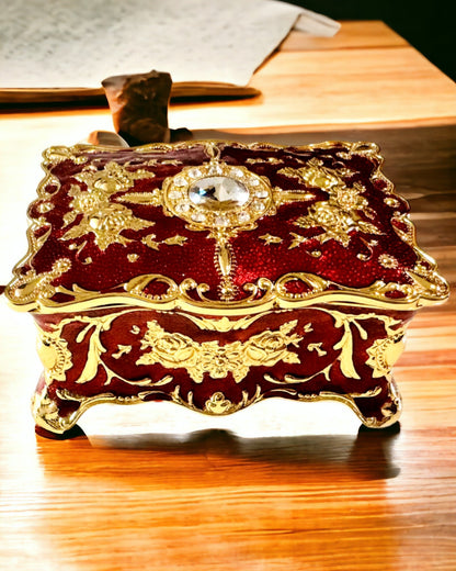 Smykkeskrin, Organisator for Smykker i Vintage Stil – Metallskrin med Dekorative Elementer