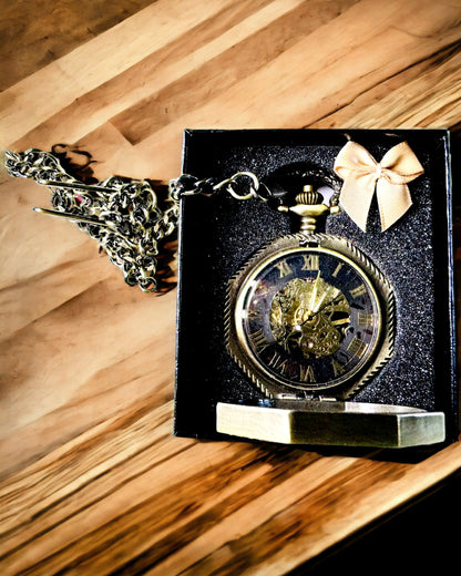 Klassisk åttekantet brun mekanisk lommeur i steampunk-stil - Tidløst